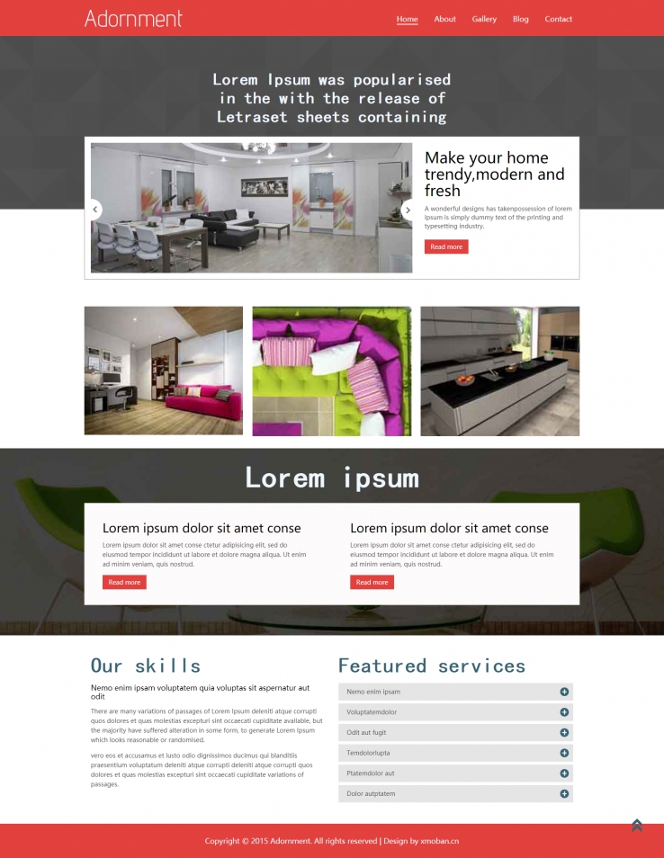红色欧美风格的室内家具销售企业网站源码下载