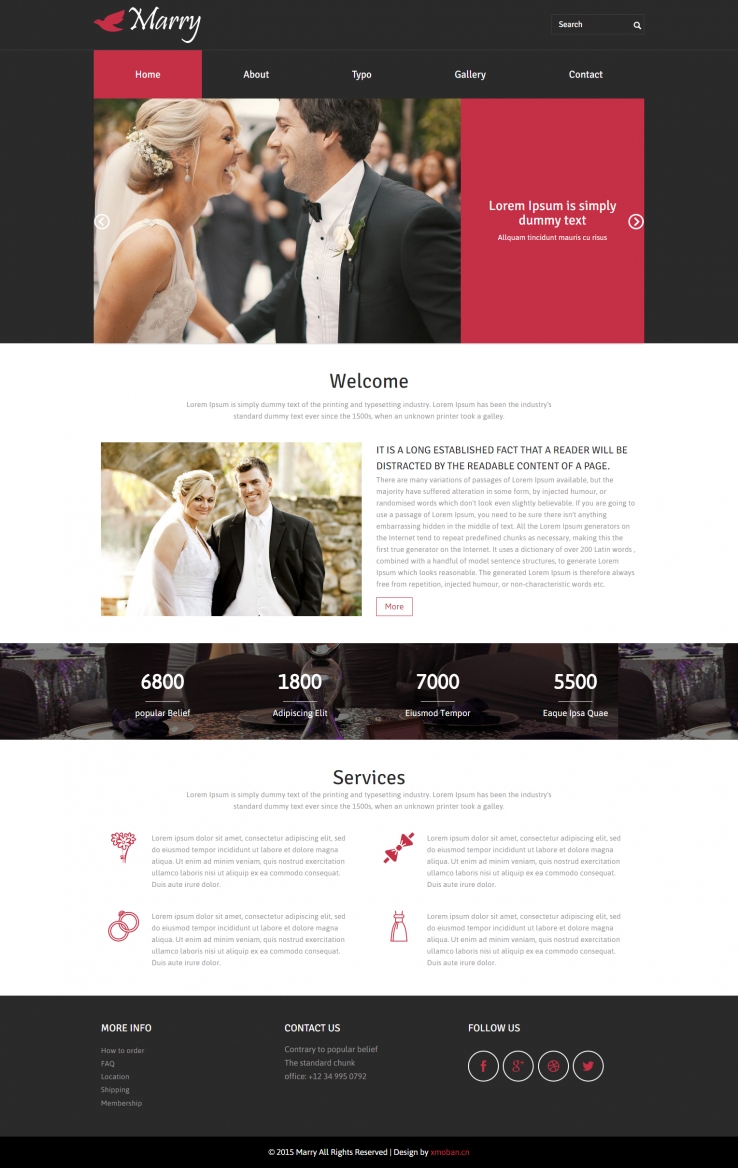 红色欧美风格的婚礼服务公司企业网站源码下载