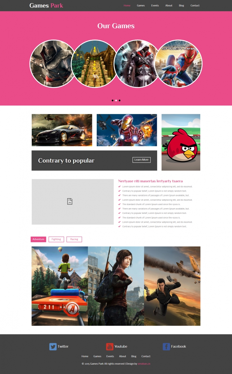 粉色欧美风格的游戏俱乐部企业网站源码下载