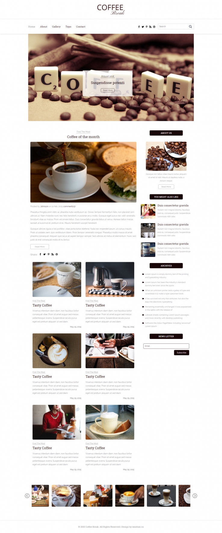 棕色欧美风格的咖啡时间主题企业网站源码下载
