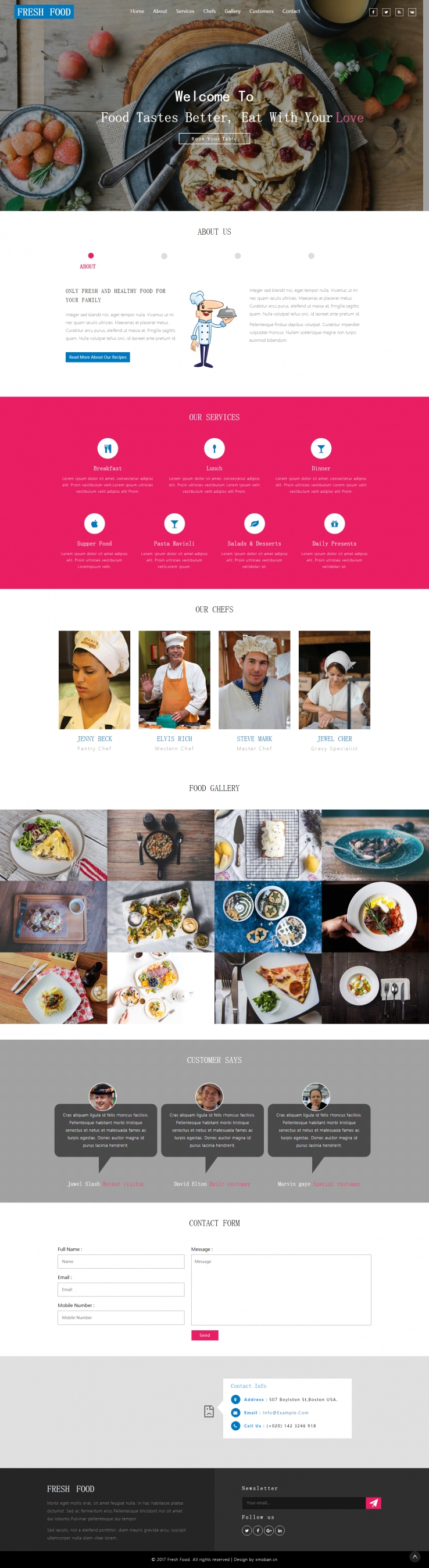 白色欧美风格的生鲜食品企业网站源码下载