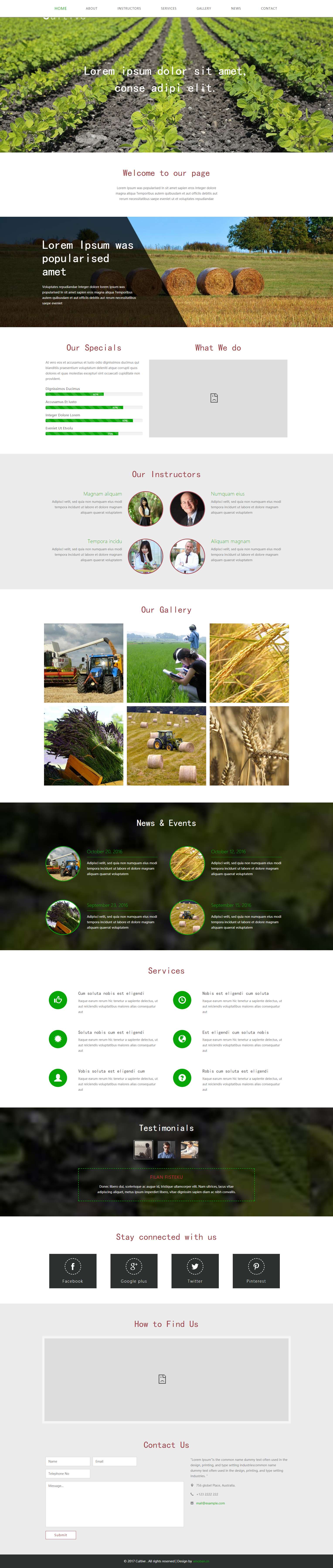 绿色欧美风格的农业种植企业网站源码下载