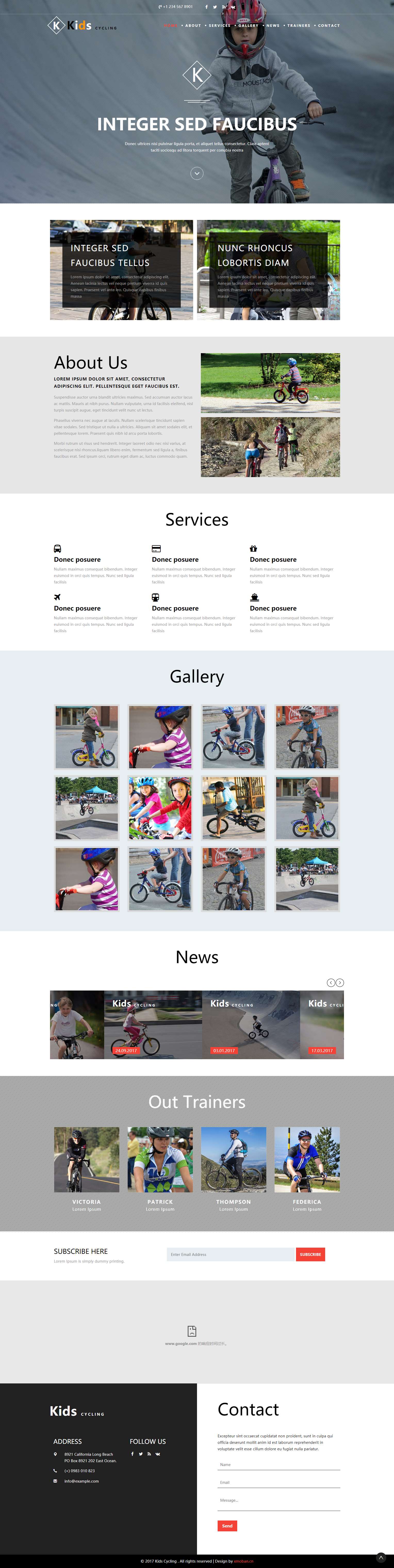 红色欧美风格的儿童自行车运动企业网站源码下载