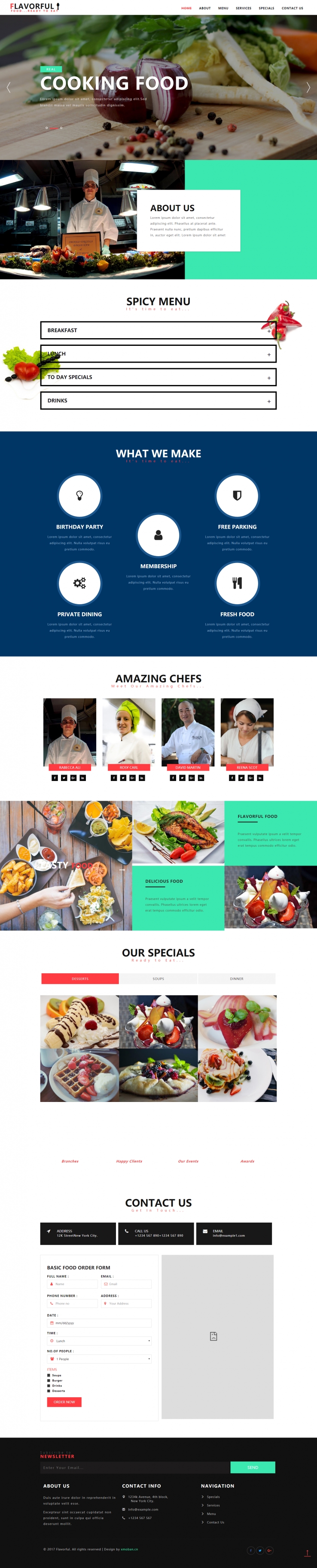 红色欧美风格的餐厅服务企业网站源码下载