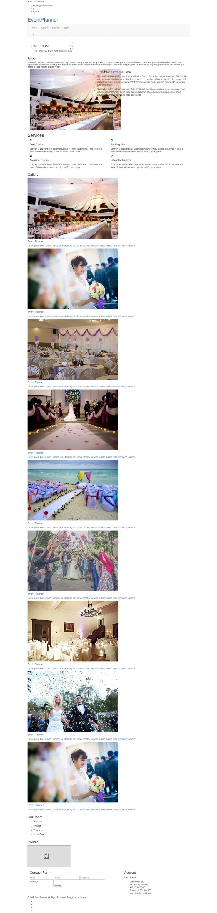 白色欧美风格的婚礼活动策划企业网站源码下载