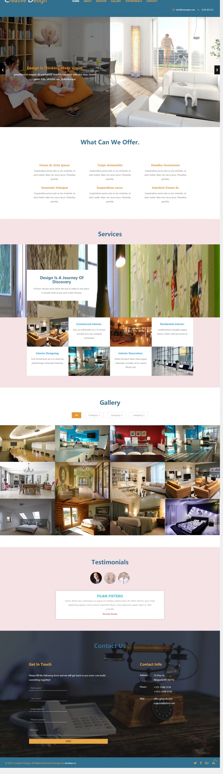 蓝色欧美风格的室内家具设计企业网站源码下载