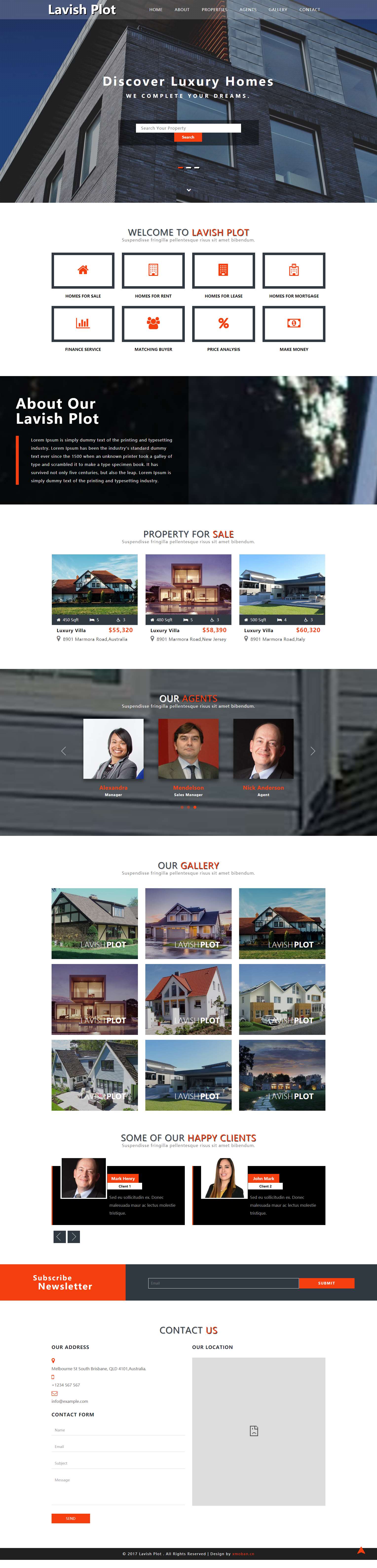橙色欧美风格的房地产企业网站源码下载