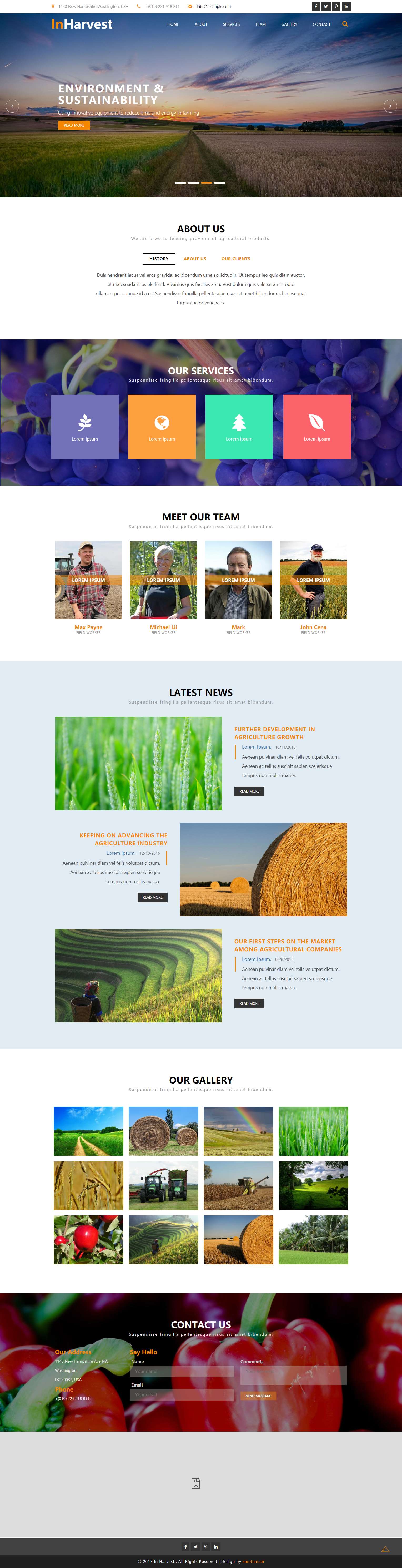 橙色欧美风格的农业收割服务企业网站源码下载