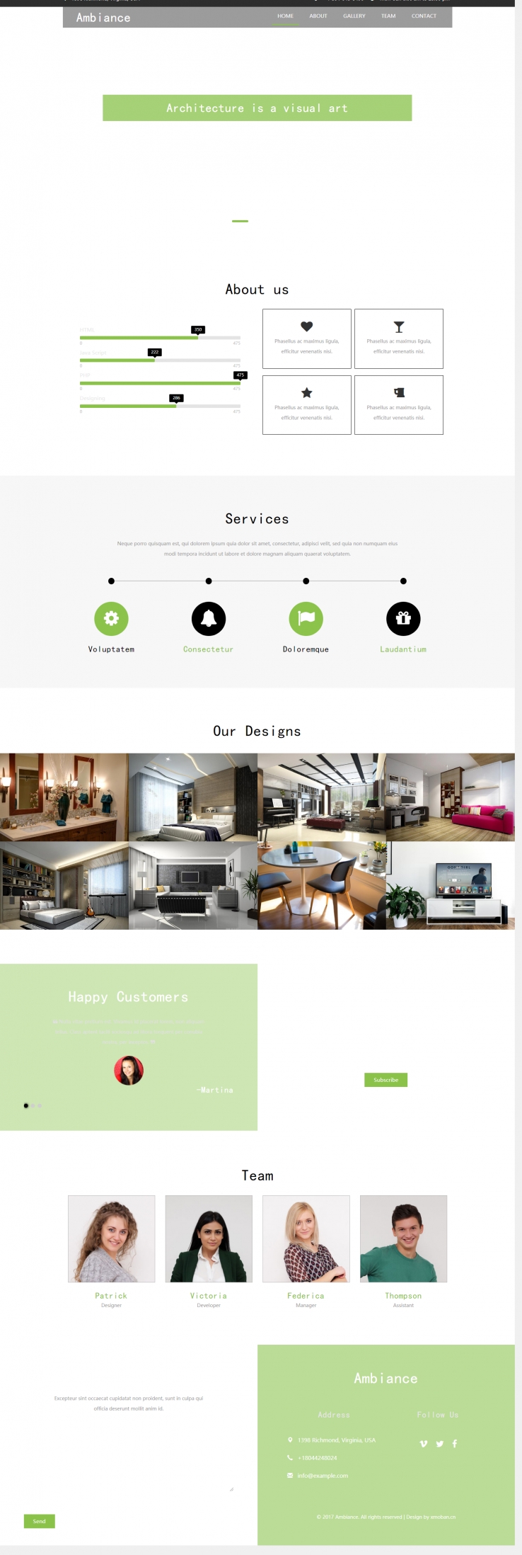 绿色欧美风格的室内装修设计企业网站源码下载