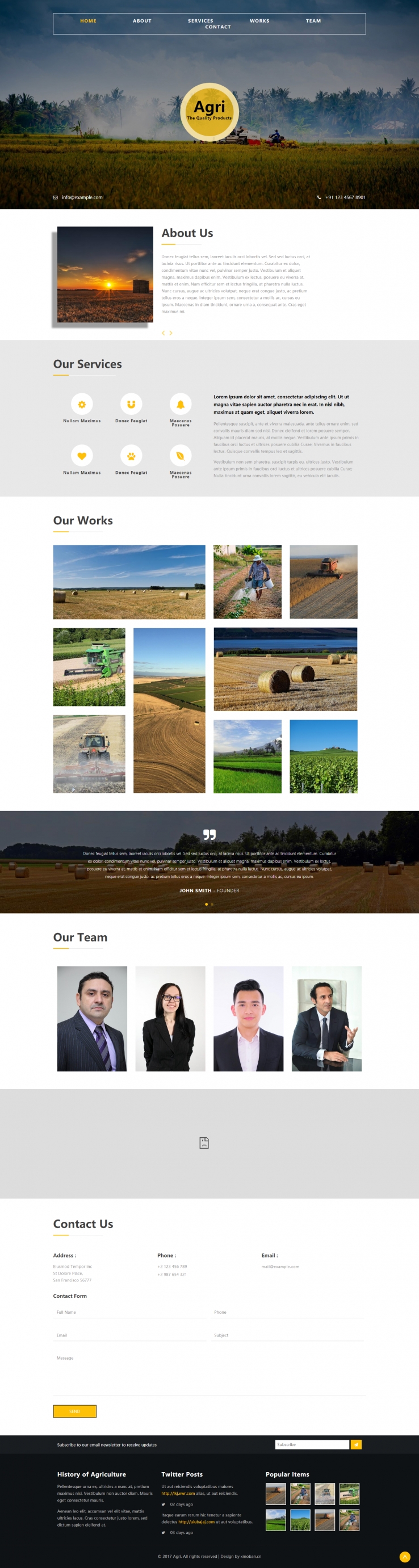 黄色欧美风格的农业农产品企业网站源码下载