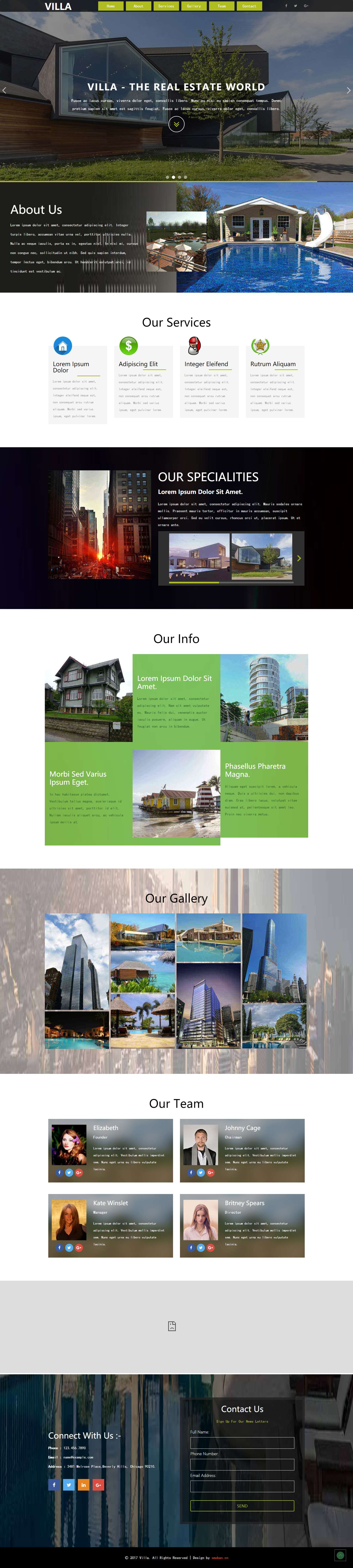绿色欧美风格的房地产企业网站源码下载
