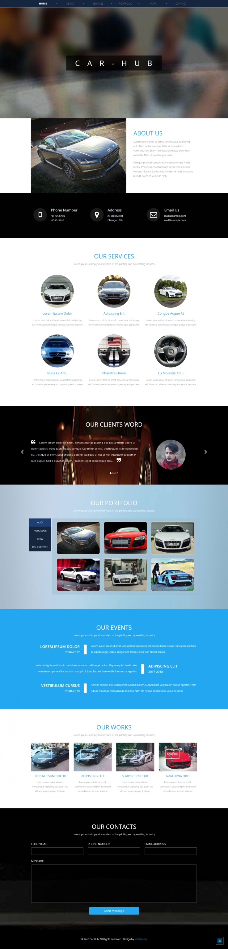 蓝色欧美风格的汽车销售企业网站源码下载