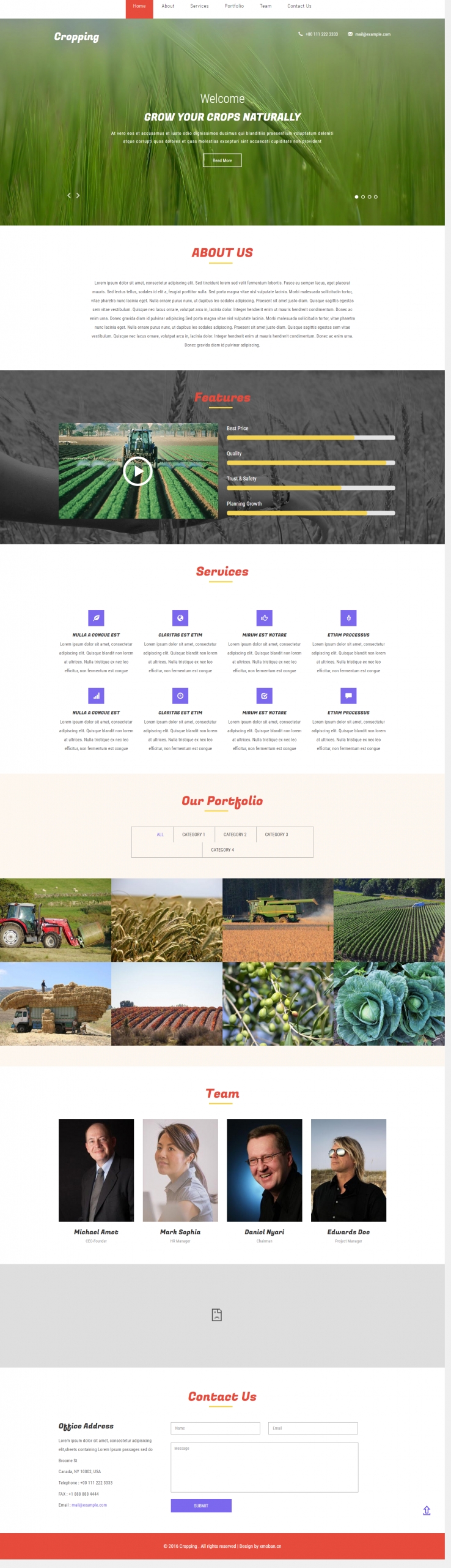 红色欧美风格的农场农业整站网站源码下载