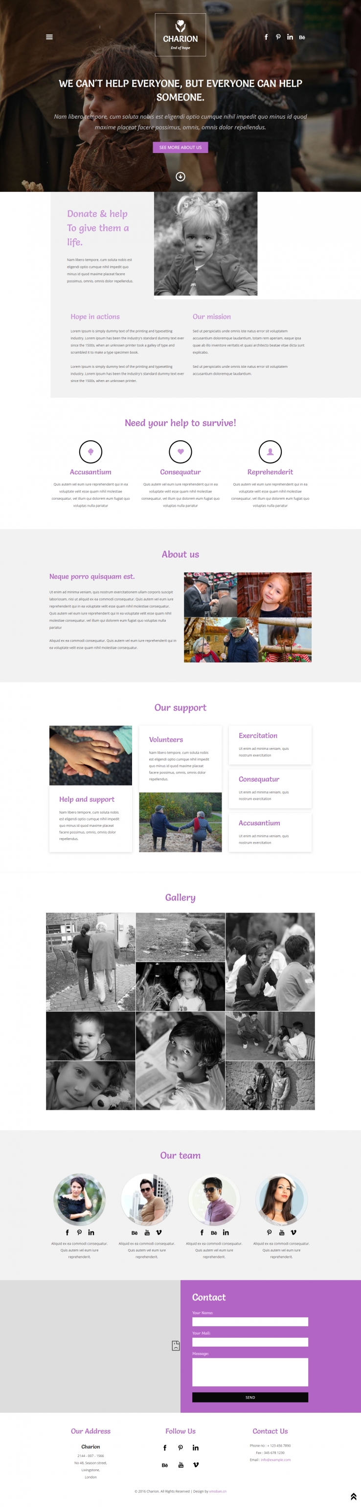 紫色欧美风格的社区公益服务整站网站源码下载