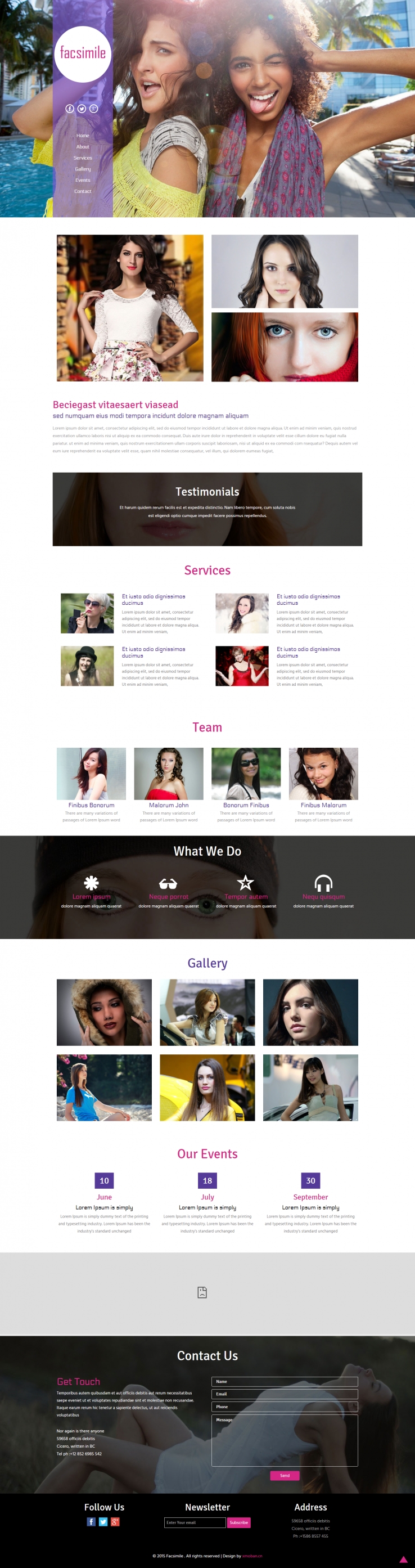 紫色欧美风格的时尚活动策划企业网站源码下载