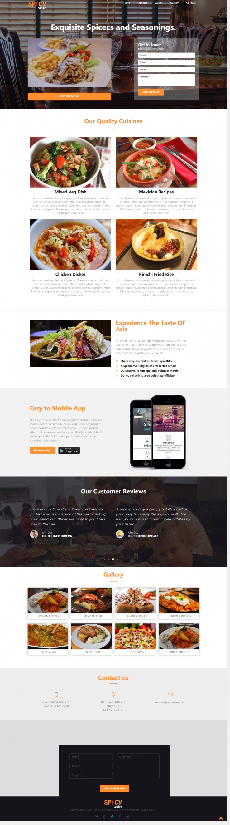 橙色欧美风格的美食手机应用APP整站网站源码下载