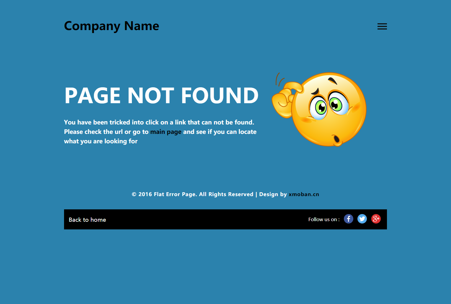 蓝色欧美风格的404错误页源码下载