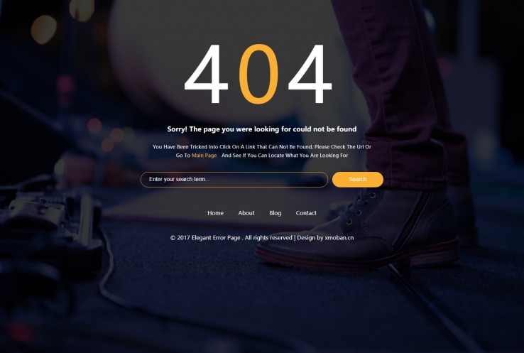 黄色简洁风格的优雅404错误页源码下载