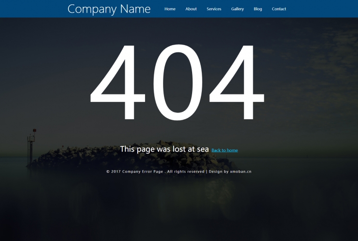 蓝色欧美风格的企业网站404错误页源码下载
