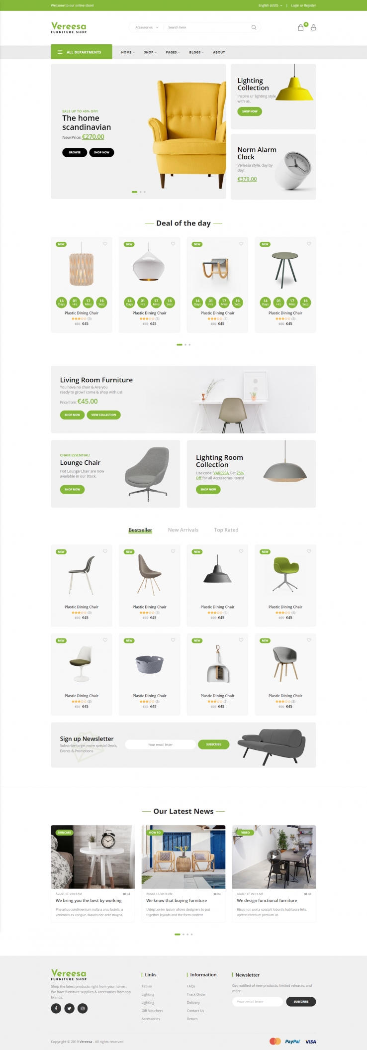 绿色简洁风格的家具店铺商城整站网站源码下载