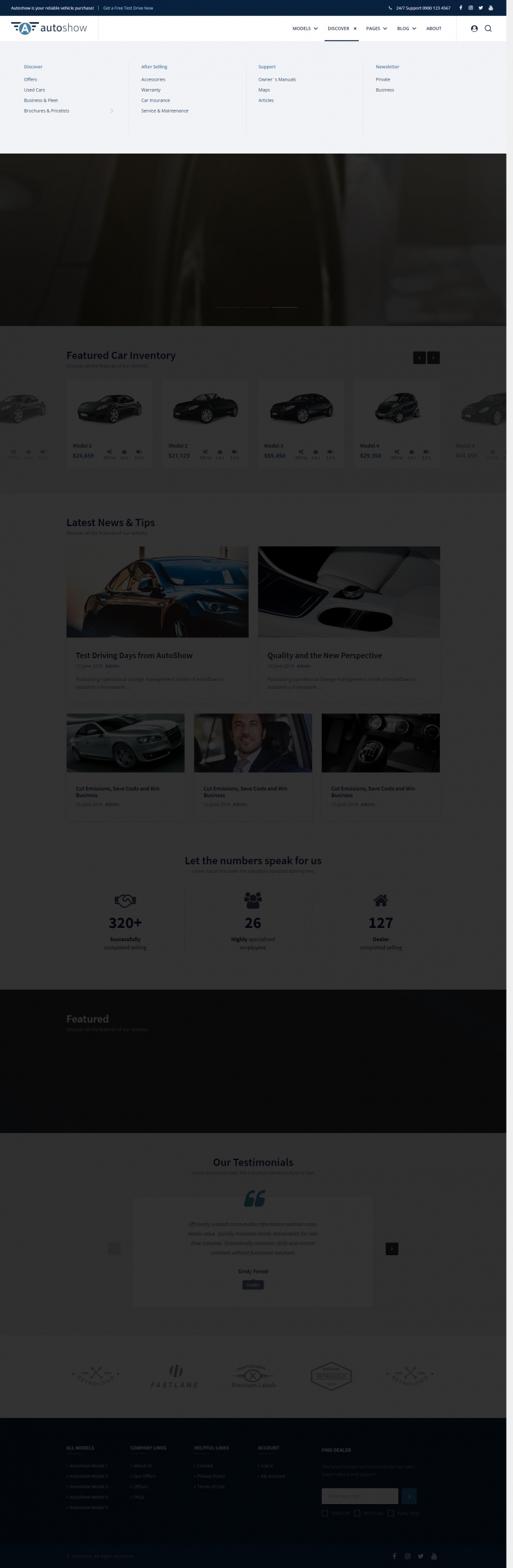 白色宽屏风格的汽车经销企业网站源码下载