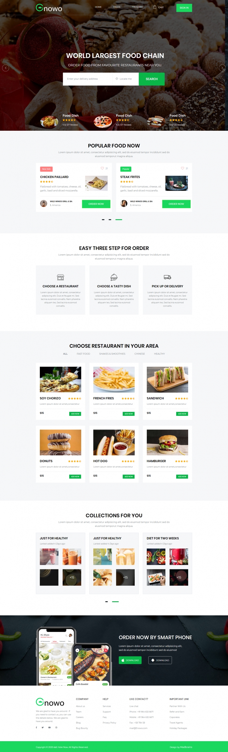 绿色欧美风格的餐饮预订下单企业网站源码下载