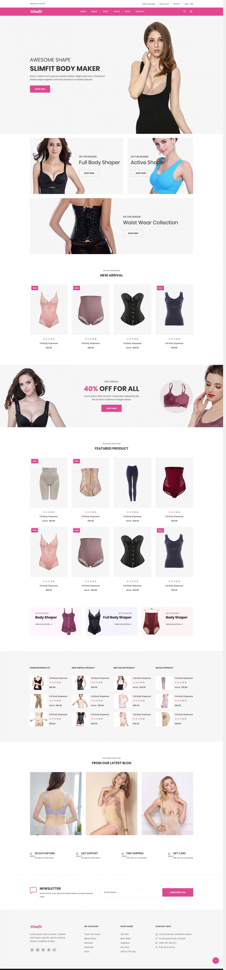 粉色欧美风格的女性塑形内衣商城整站网站源码下载