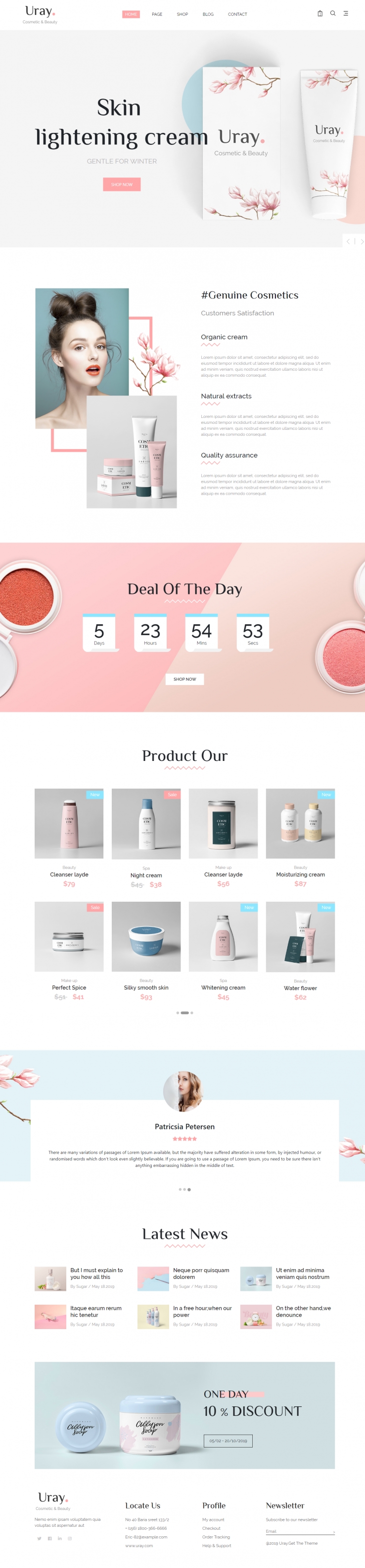 粉色欧美风格的化妆品美容店铺整站网站源码下载