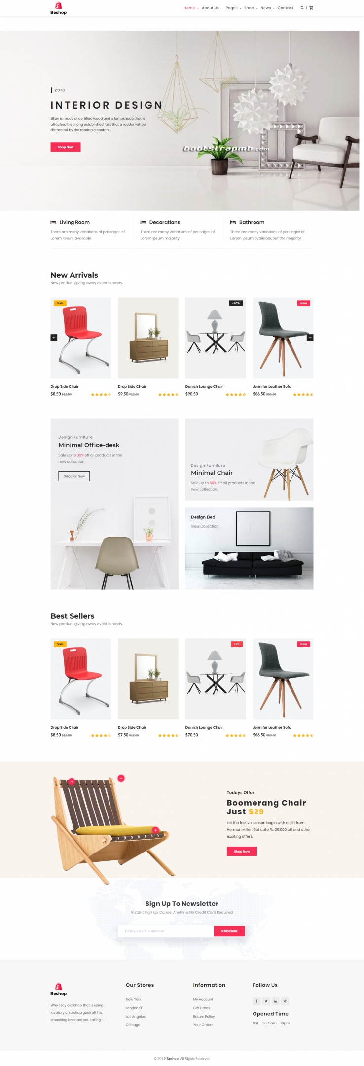 红色简洁风格的家具销售电商整站网站源码下载