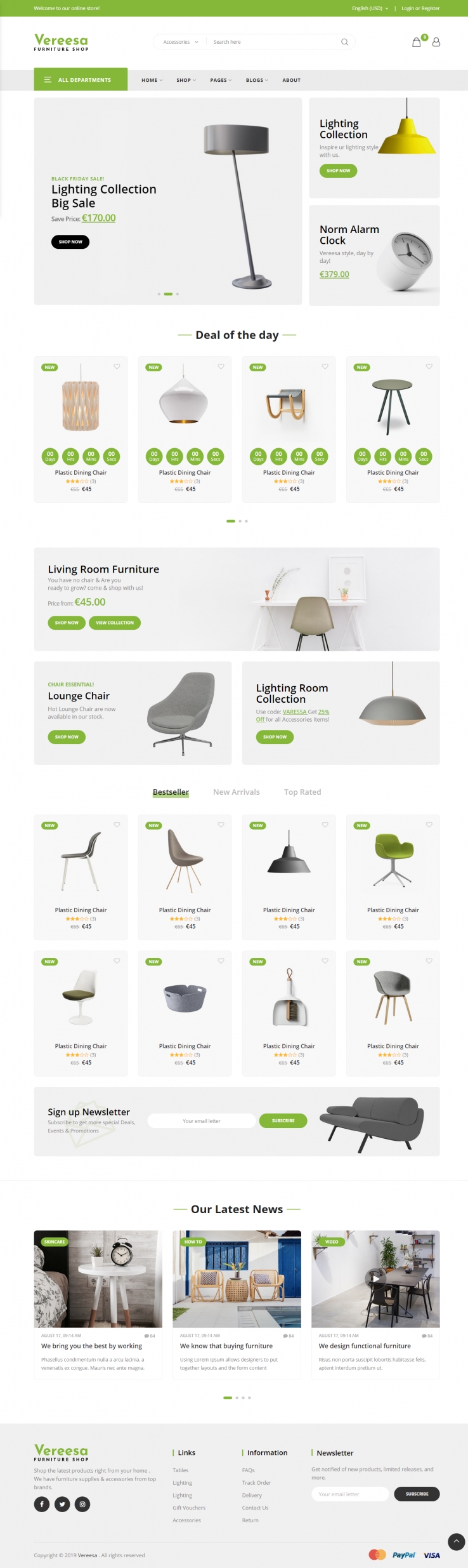 绿色欧美风格的家具店铺商城网站源码下载