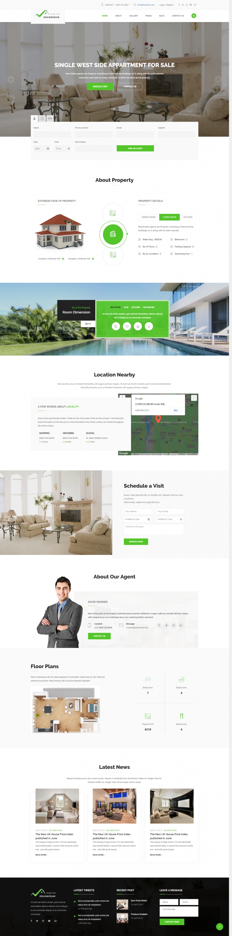 绿色简洁风格的二手房交易企业网站源码下载
