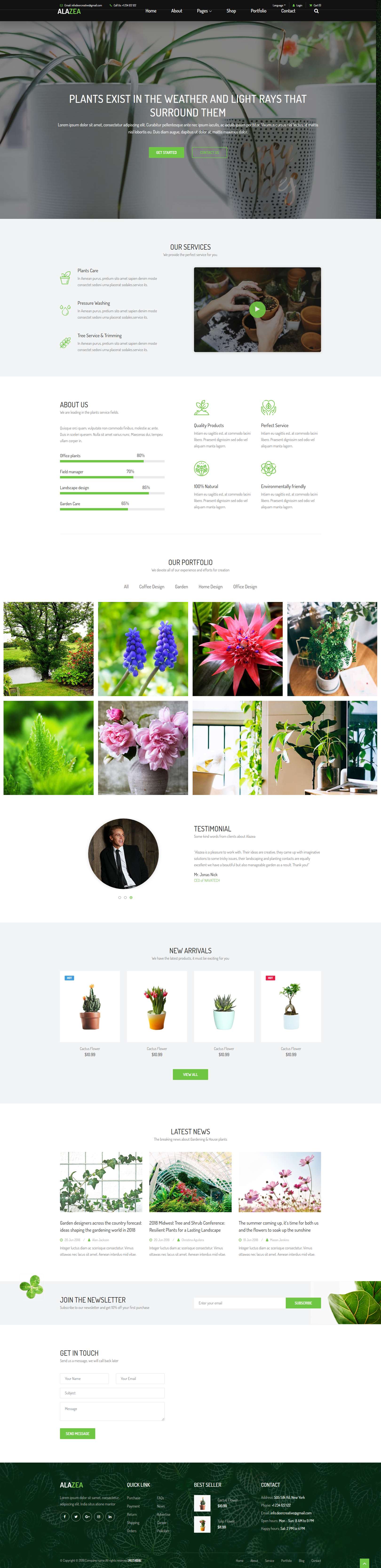 绿色宽屏风格的植物园艺企业网站源码下载