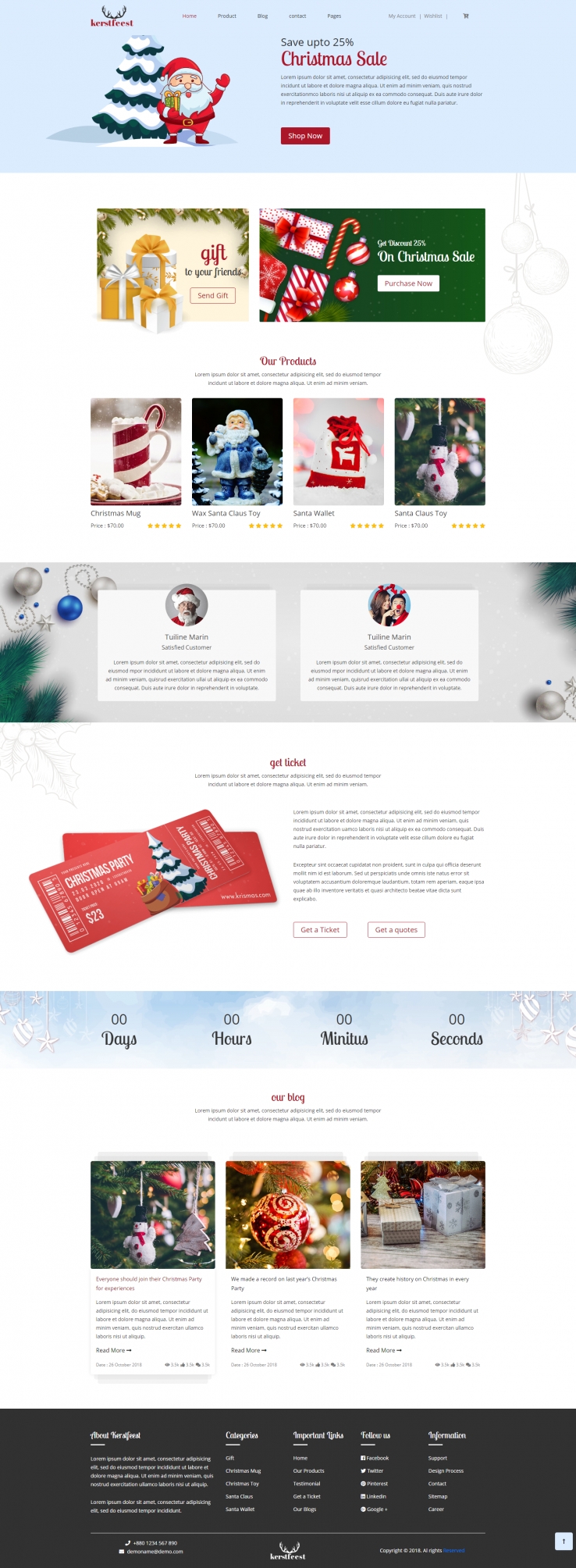 红色扁平风格的圣诞节主题商城网站源码下载