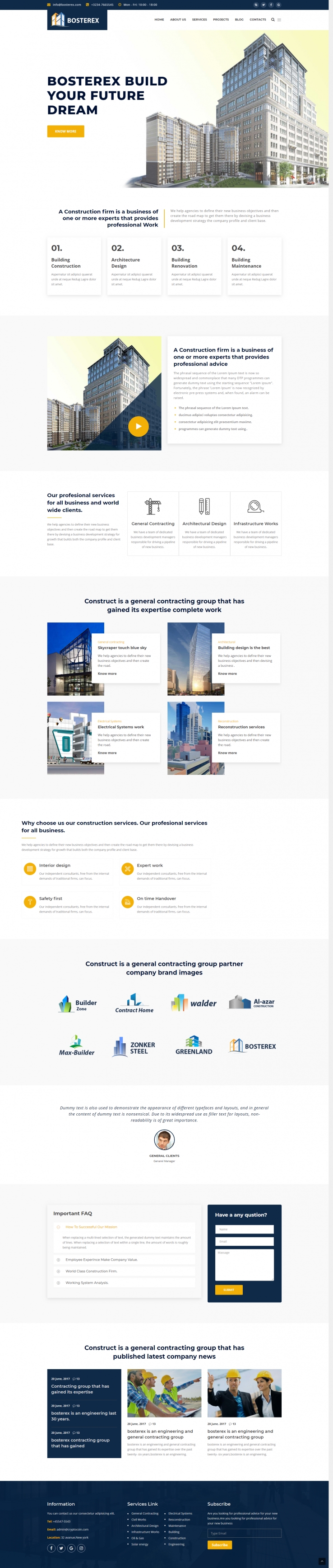 蓝色宽屏风格的建筑设计行业企业网站源码下载