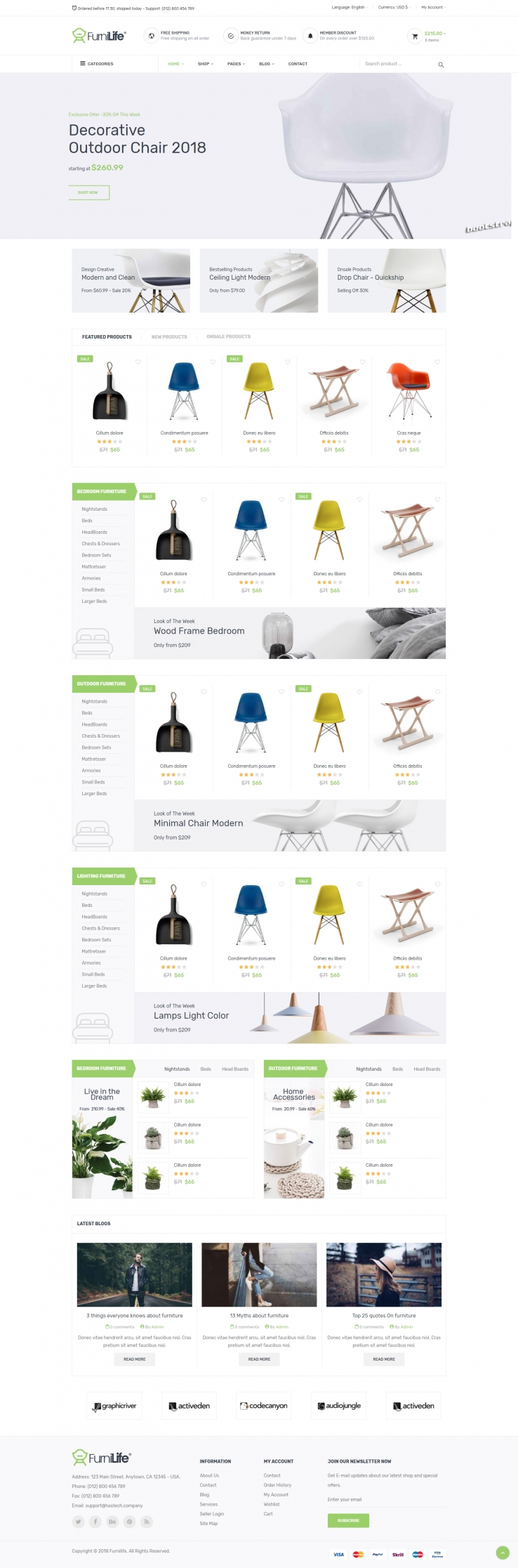 绿色简洁风格的家具电子商城网站源码下载