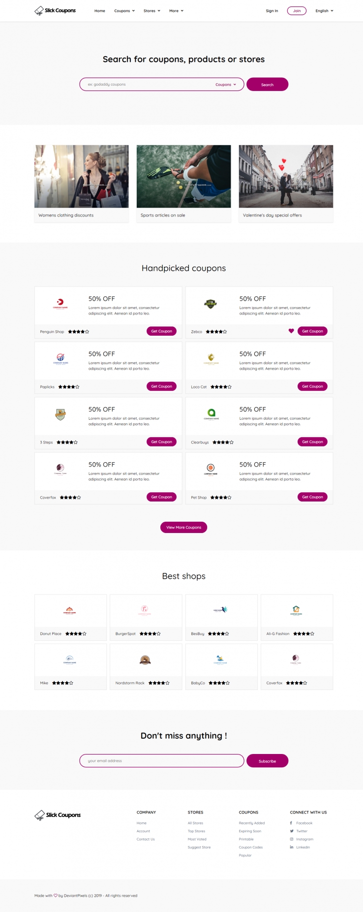 紫色简洁风格的优惠券平台企业网站源码下载