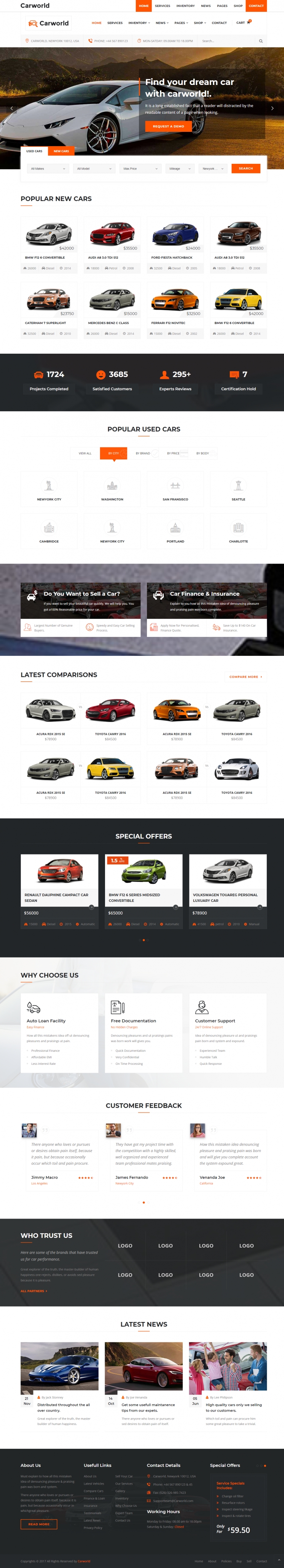橙色简洁风格的汽车经销商企业网站源码下载
