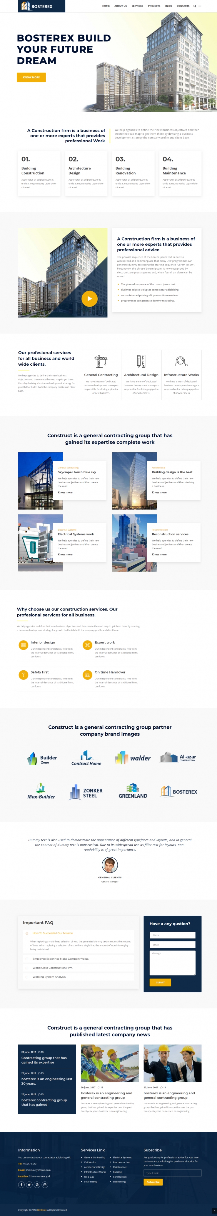 黄色欧美风格的建筑设计行业企业网站源码下载
