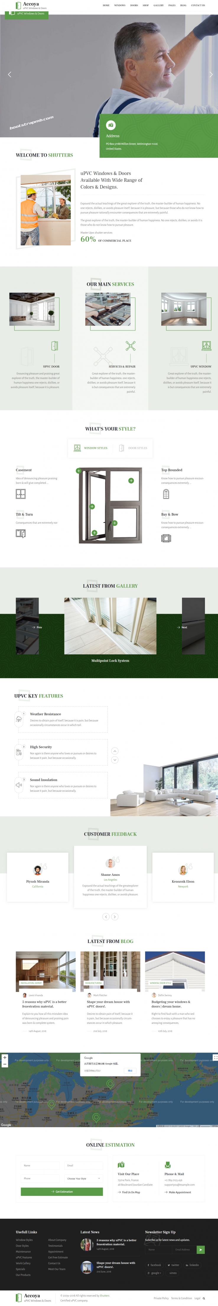 绿色欧美风格的门窗保洁服务企业网站源码下载