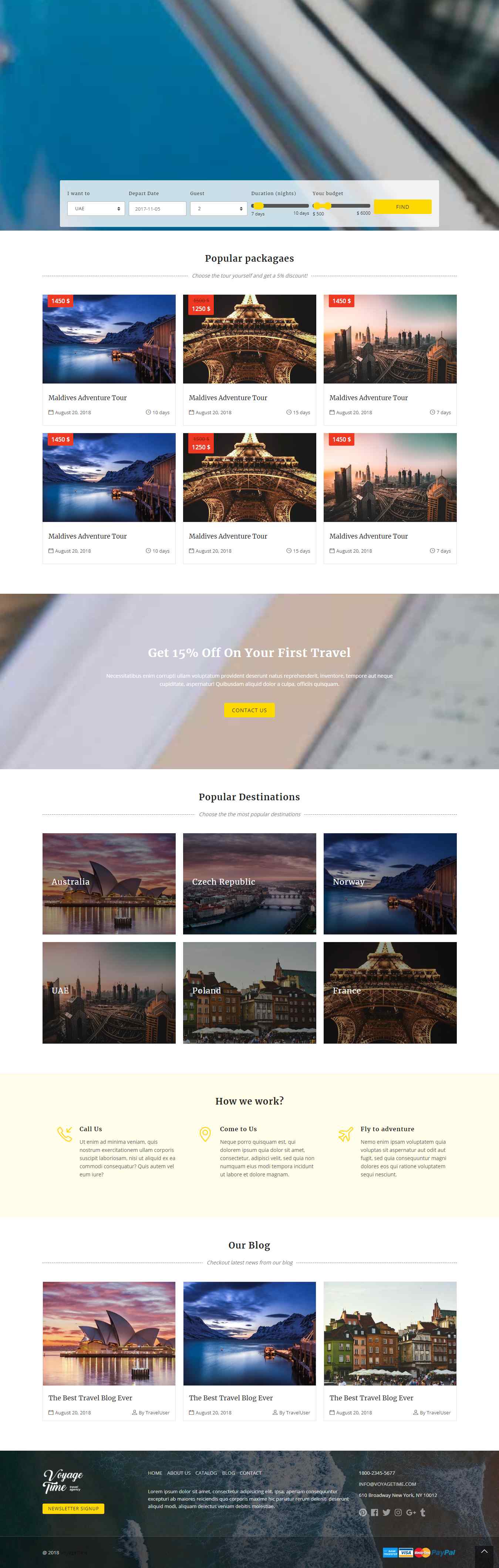 黄色大气风格的旅行社旅游企业网站源码下载