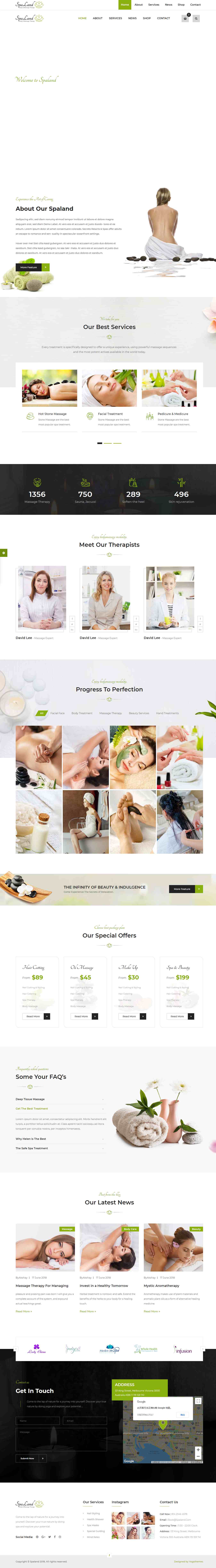 绿色清新风格的女性spa美容养生企业网站源码下载