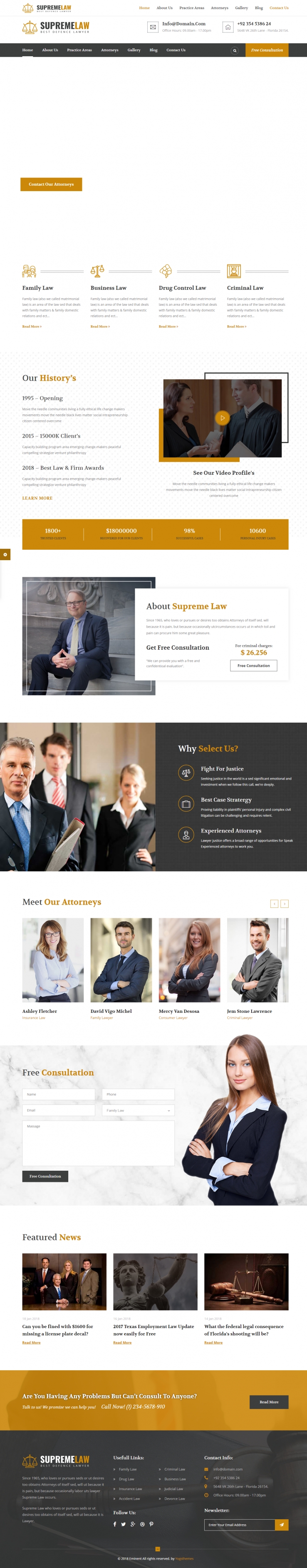 棕色欧美风格的律师法律顾问企业网站源码下载