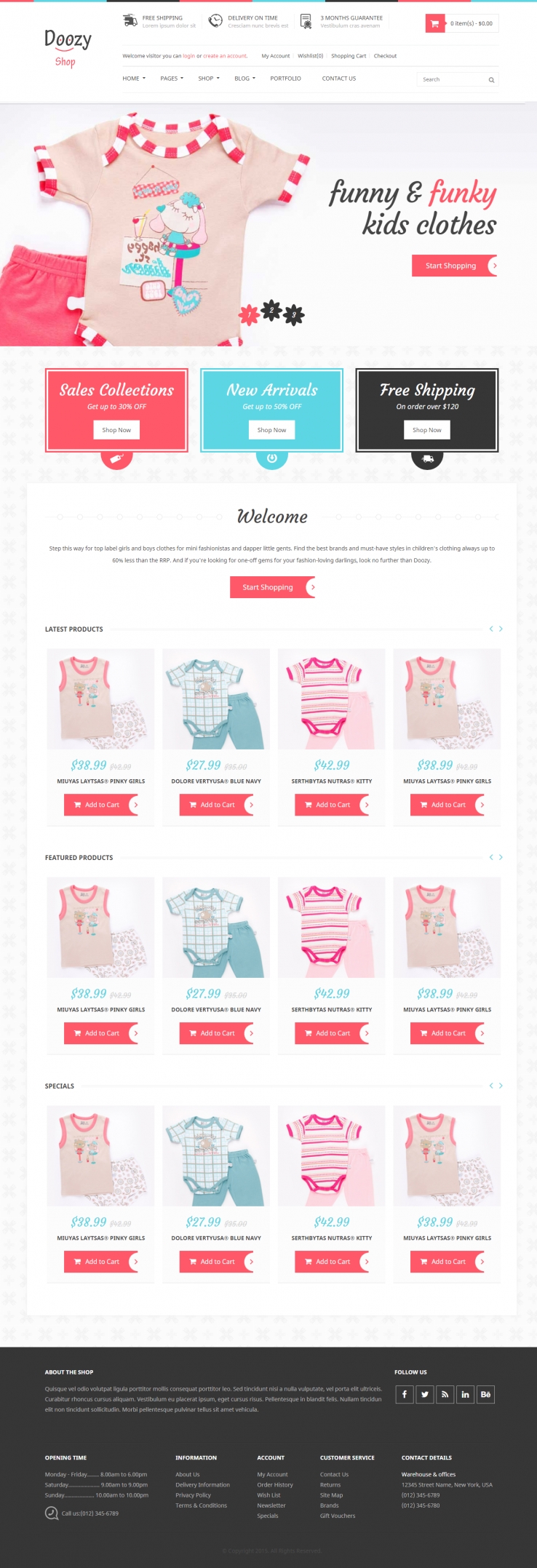 粉色卡通风格的儿童服饰淘宝整站网站源码下载