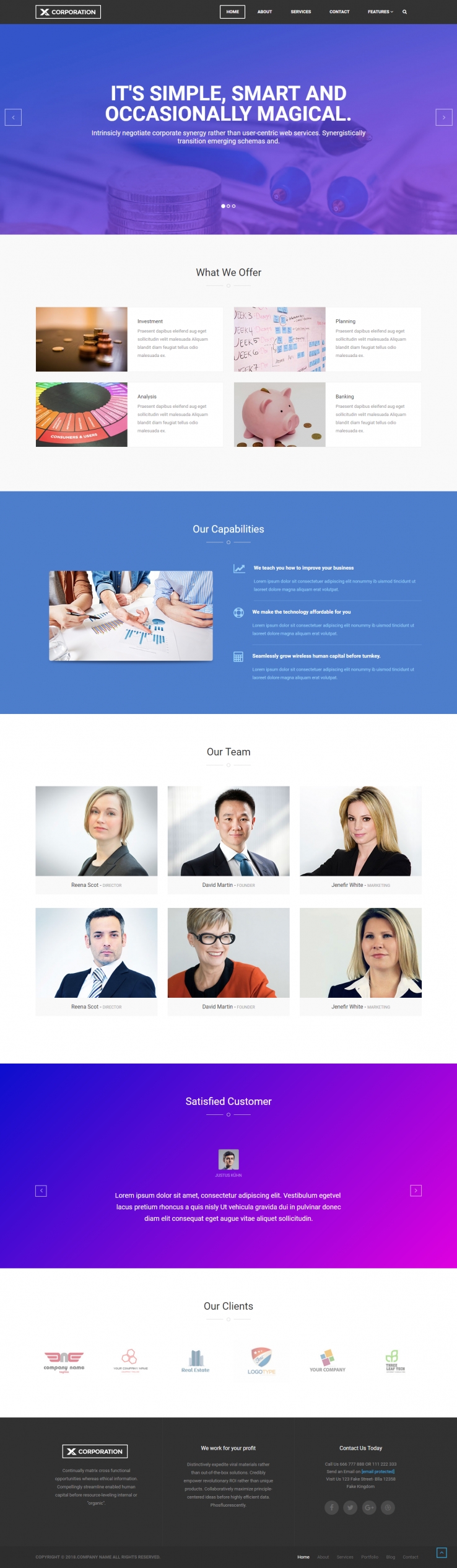 蓝色简洁风格的商业调查分析企业网站源码下载