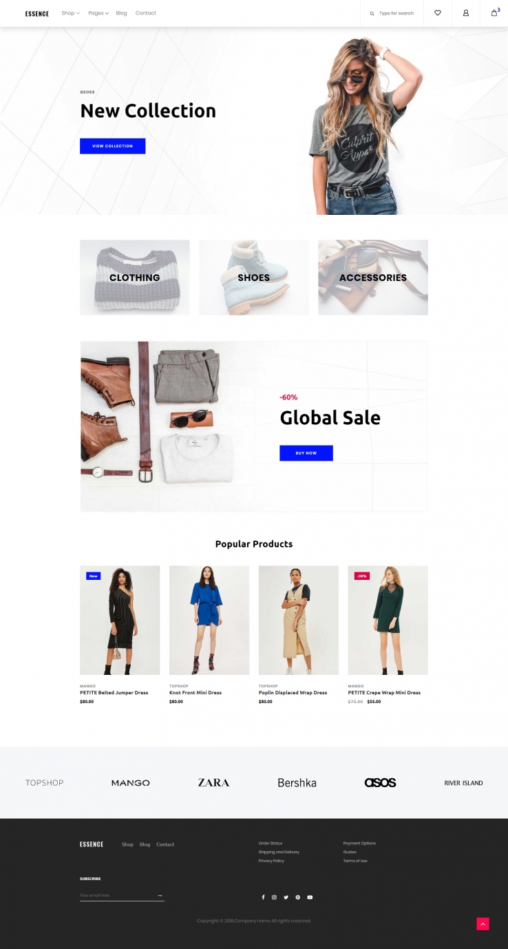 白色简洁风格的服装鞋包品牌商城网站源码下载