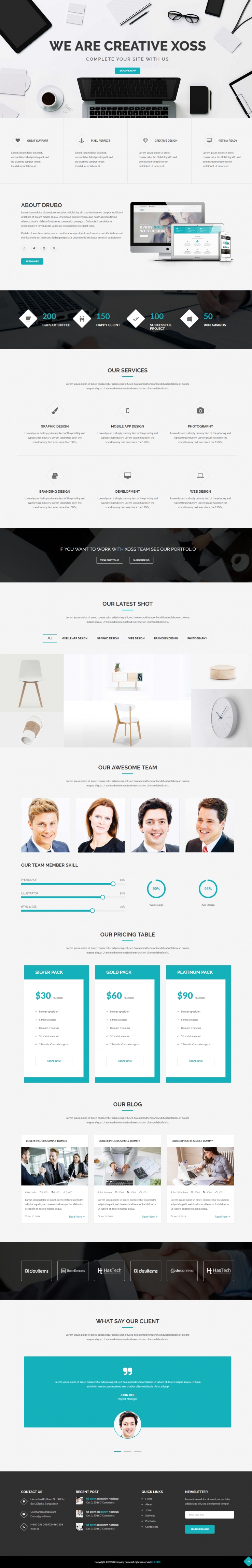 蓝色简洁风格的创意设计公司企业网站源码下载
