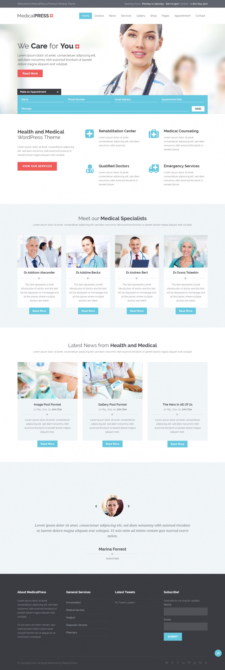 蓝色欧美风格的健康医疗服务企业网站源码下载
