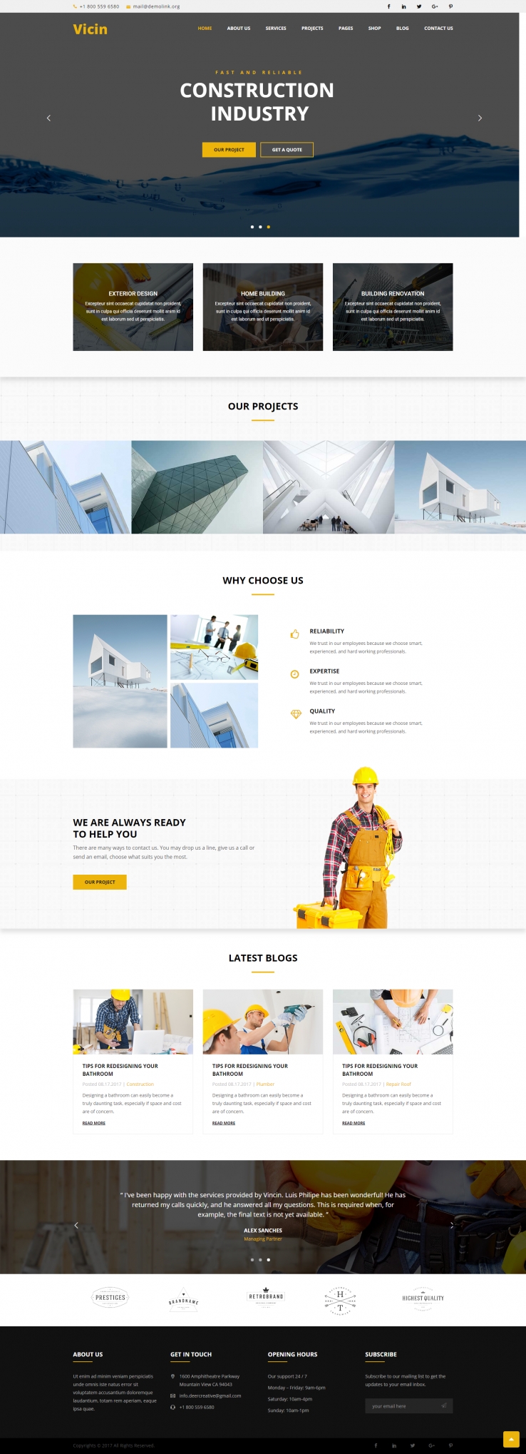 黄色简洁风格的建筑装修公司企业网站源码下载