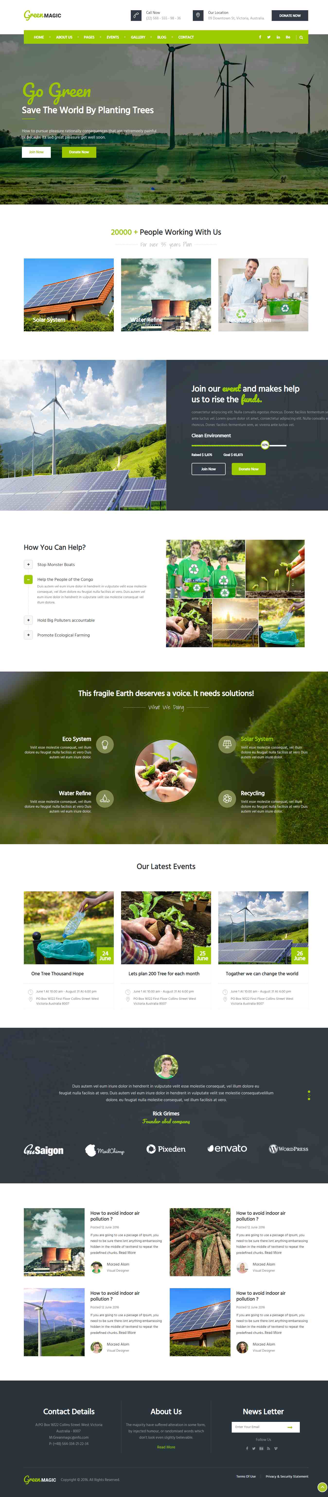 绿色宽屏风格的节能环保公益企业网站源码下载