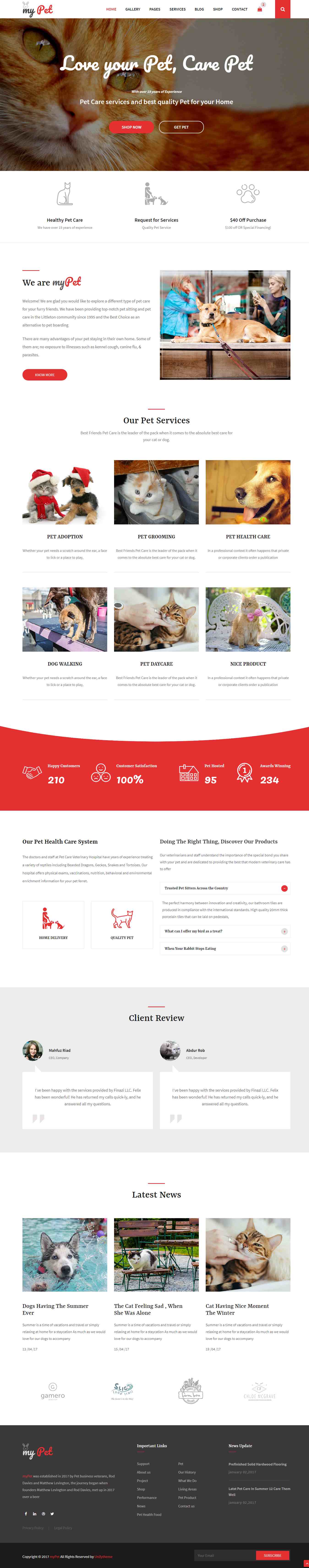 红色欧美风格的宠物兽医企业网站源码下载